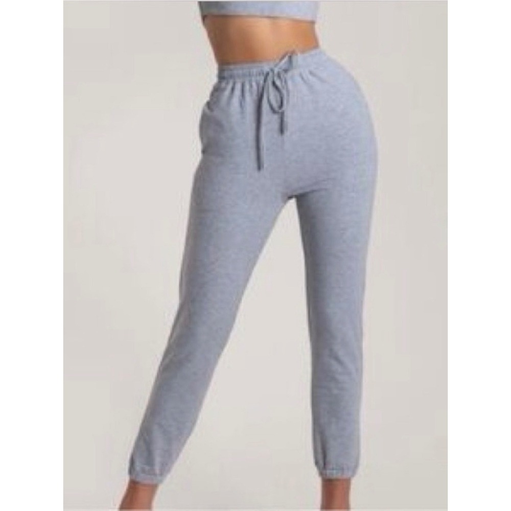 Meshki Gray High Rise Jogger Sweatpants Drawstring Lounge Pants Size M